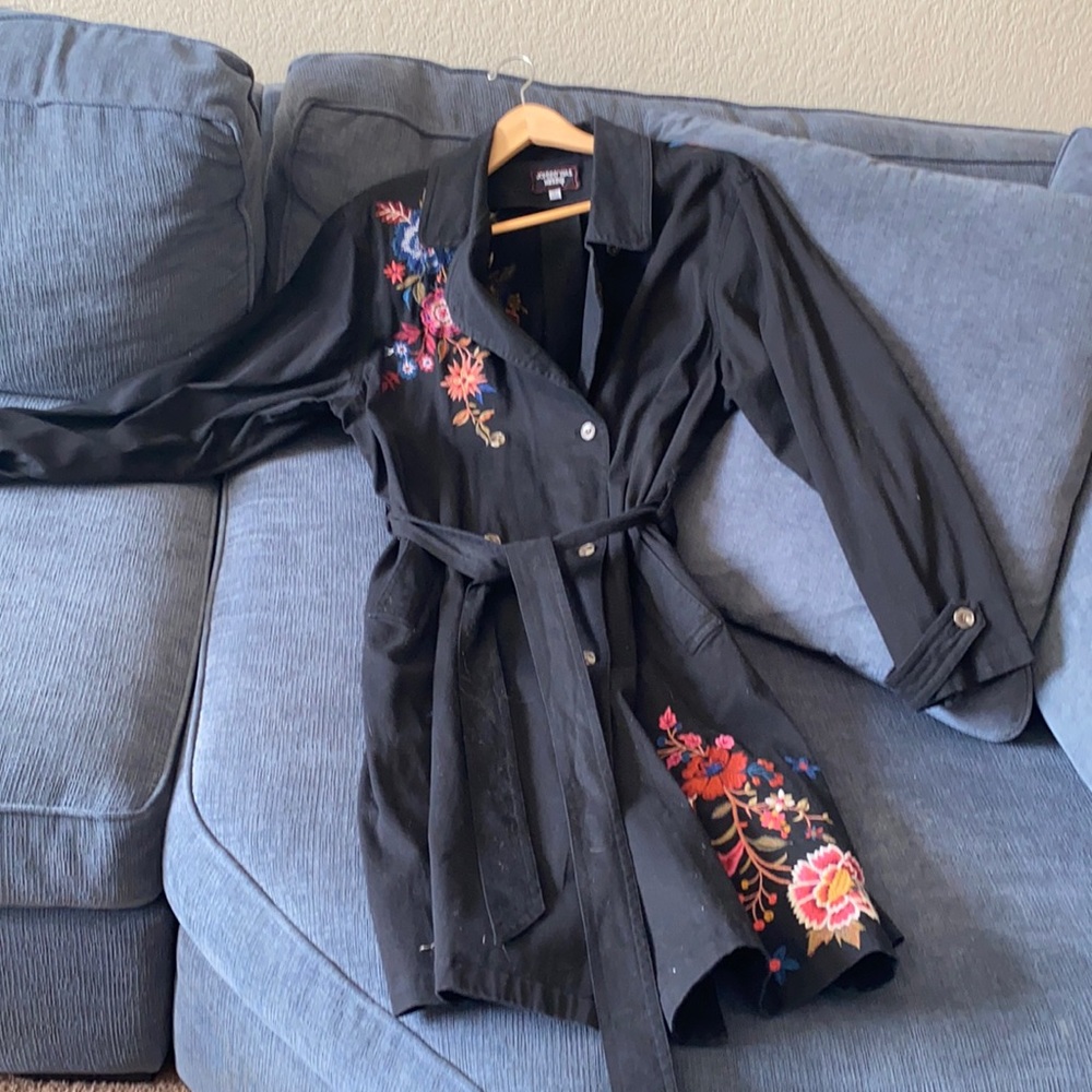 Gorgeous Johnny Was Trench coat. Embroidered upper front , bottom and back.